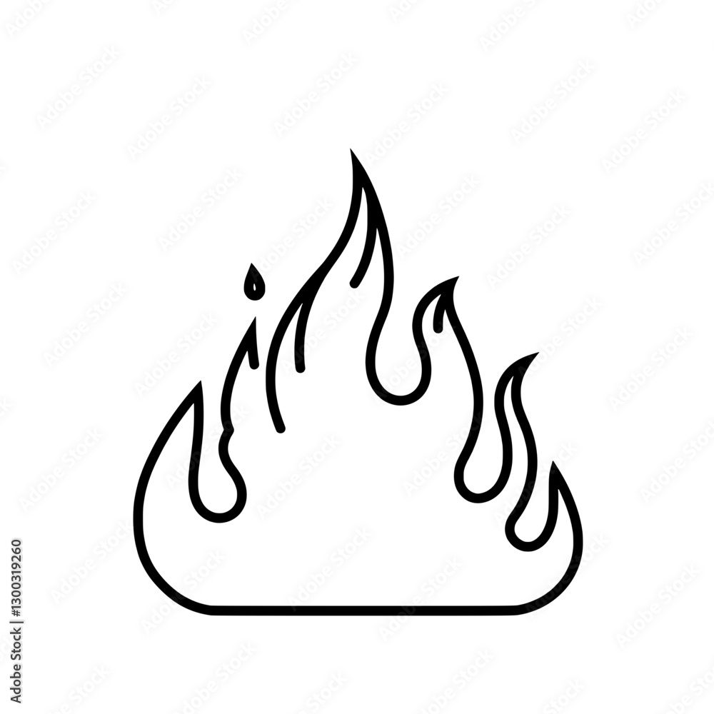 Fototapete fiery lines: an elegantly simple, minimalist outline of a stylized flame, rendered in clean, stark l