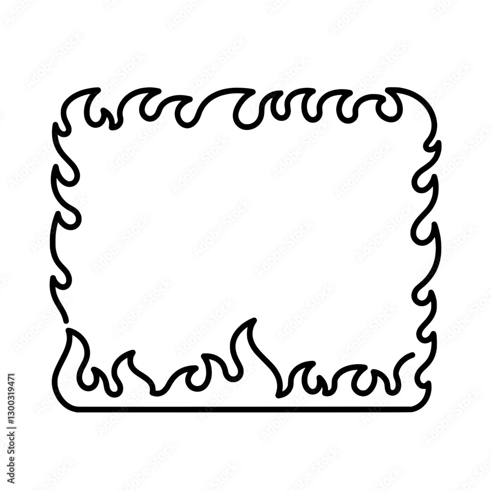 Poster fiery frame: a minimalist line art frame depicting a dynamic fiery border. the image is ideal for br