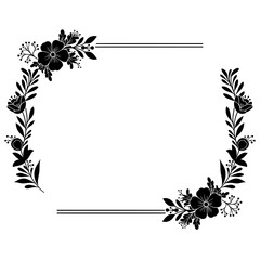 Floral Frame Illustration: A delicate floral frame artfully arranged, with elegant flowers and leaves that evoke a sense of beauty and refinement.