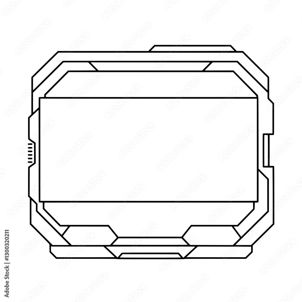 Poster futuristic ui frame: a stark outline of a futuristic user interface frame, designed with geometric p
