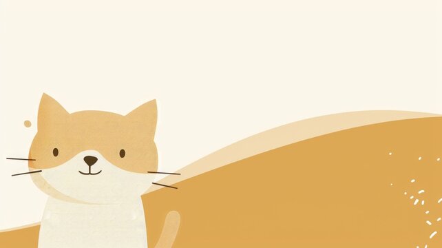 Cute cartoon cat pet in playful expression with copy space. Delightful kitten charming by innocent eyes of kid create adorable scene perfect for a child friendly or cheerful background design. AIG53.