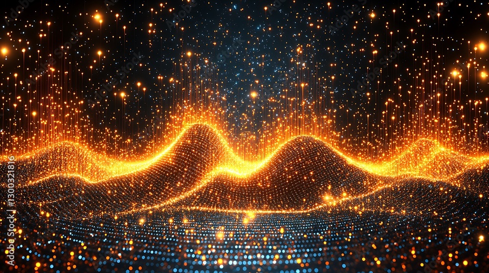 Poster glowing particle wave abstract digital art