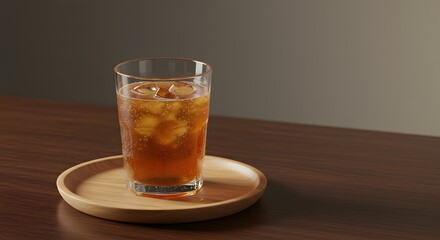 Refreshing Iced Tea on Wooden Tray