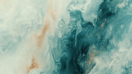 Fototapeta premium A stunning macro shot of a fluid acrylic pour, showcasing an intricate blend of soft ocean blue, creamy white