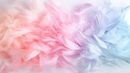 Fototapeta premium Soft pastel gradient of pink and blue feathers blending in a dreamy abstract pattern.