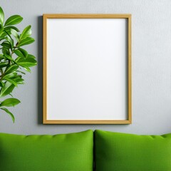 A comfortable green couch with a beautiful plant in the corner creating a relaxing atmosphere in a modern room