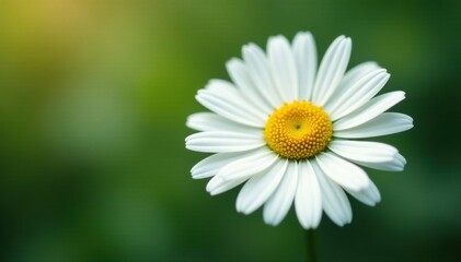 Fototapeta premium Single white daisy, vibrant yellow center, pristine petals , wedding, photography, field