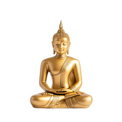 golden Buddha statue in meditation pose, symbolizing peace and tranquility. This exquisite piece reflects serenity and spiritual depth, perfect for enhancing any space