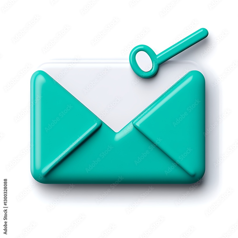Aufkleber clean white envelope icon with key element in focus and style