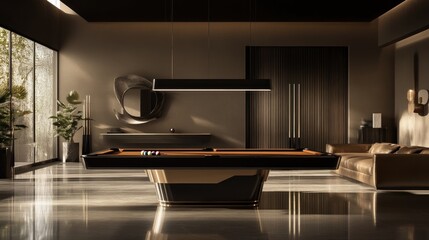 Fototapeta premium Luxury game room pool table interior design