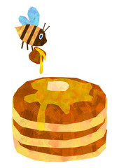 蜂　はちみつ　ホットケーキ　パンケーキ　イラスト　絵本
