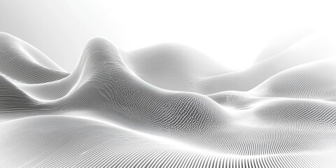 Abstract White Landscape with Flowing Curves and Soft Lines