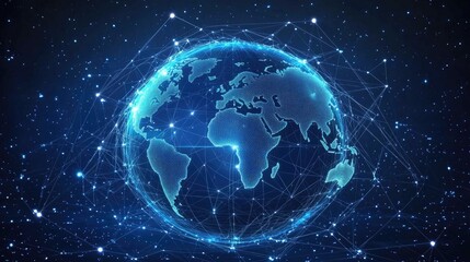 Fototapeta premium Global Network, Digital Earth Illuminated