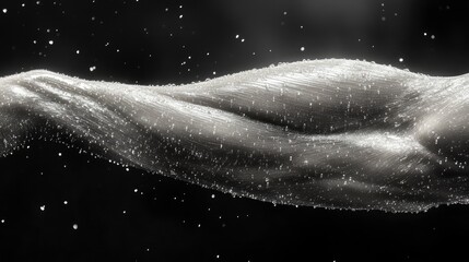 Extreme close-up of bicep peak contraction, dramatic side lighting highlighting muscle striations, monochromatic background, beads of sweat catching light