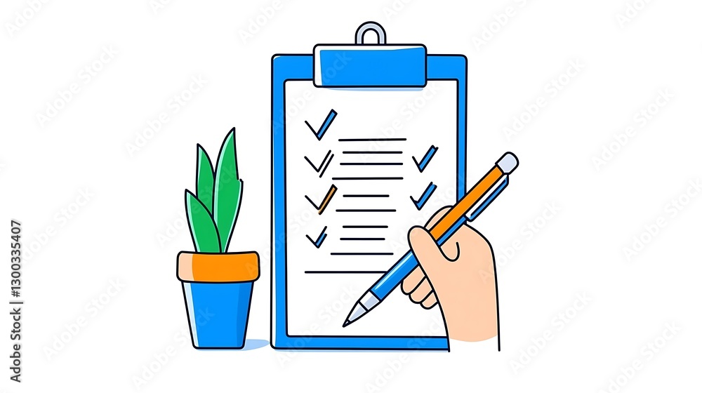 Poster Clean and Simple Assessment Icons on Clipboard with Checklist