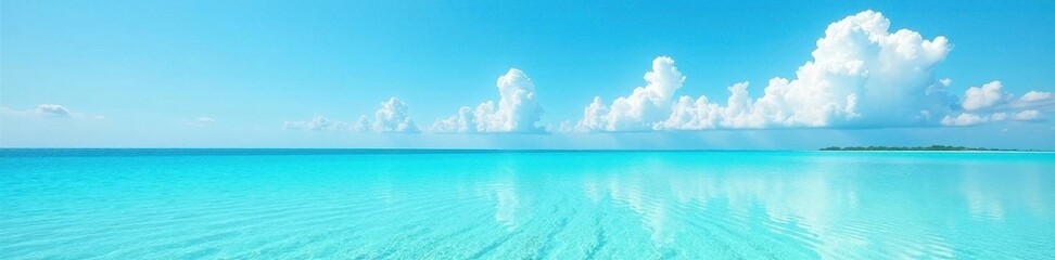 Obraz premium Azure sky mirrors turquoise Indian Ocean, tranquil waves , ideal, perfect, sea
