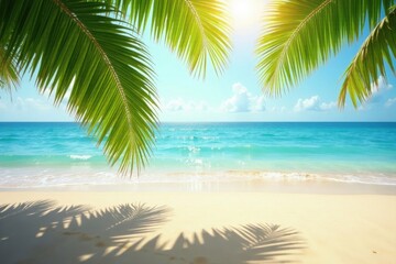Abstract tropical beach background Palm leaf shadows on sun-drenched sand , sand, tropical, holiday