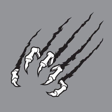 Skeleton Hand Rip Claw, Ink Illustration