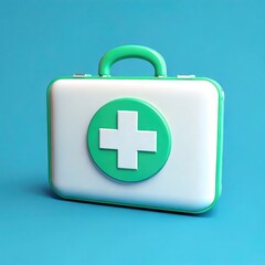 Obraz premium Green First-Aid Kit: A Simple, Clean 3D Render