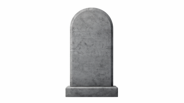 A blank granite headstone featuring a natural texture and smooth finish. Isolated on transparent background, PNG.