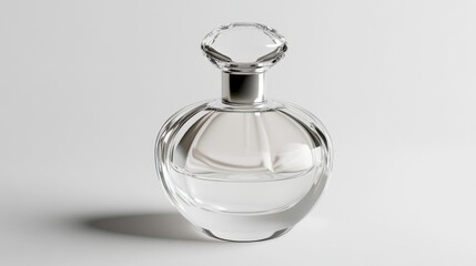 Elegant perfume bottle on white background