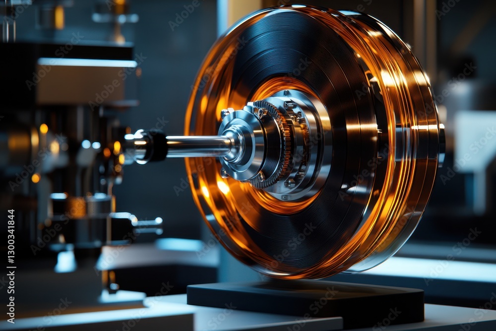 Poster high-tech machinery showcasing precision engineering in a modern workshop environment