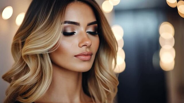 Woman with elegant blonde hair in a stylish setting