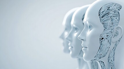 Obraz premium Creative Concepts of Human-like Robots in Minimalist White Style