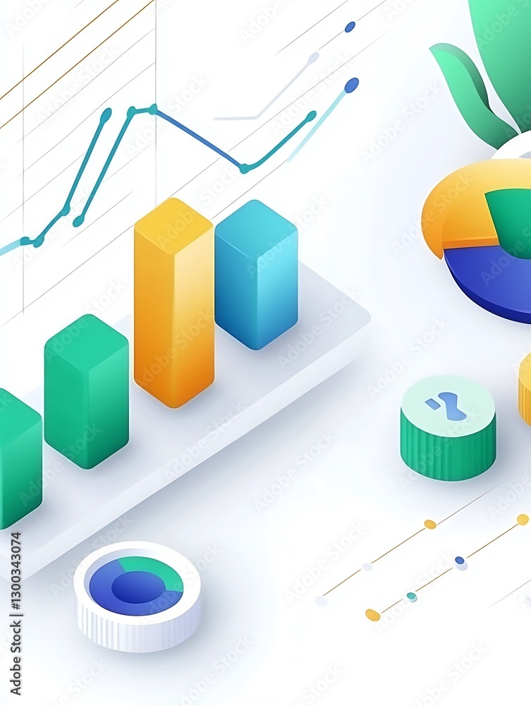 Poster clean white style of data visualization with modern graph elements
