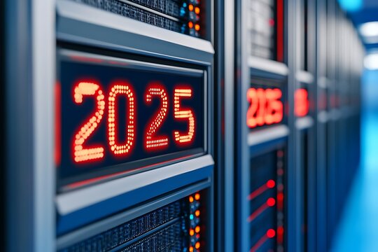 Clean White Data Center Style Clock Display with LED Numbers