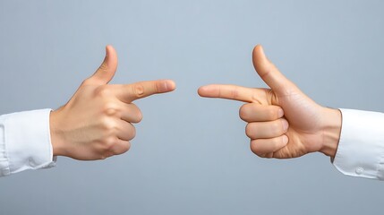 Hands Pointing Decision Making Style on Clean White Background