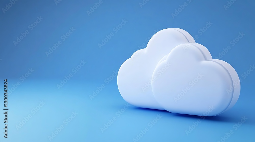 Poster clean digital cloud system on a white background in a modern style