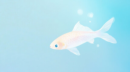 Graceful White Fish Swimming in Blue Water