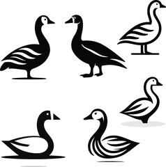 Goose Vector Logo Set – Elegant Wildlife Silhouettes & Minimalist Bird Design