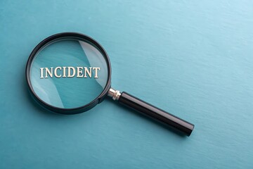 A magnifying glass highlighting the word "Incident" symbolizes the concept of something that has happened, emphasizing the need to examine and understand the event