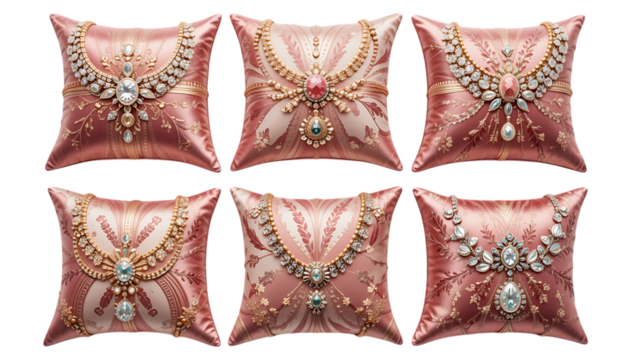 Luxurious decorative pillows showcasing elegant jewelry in refined arrangement