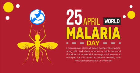 April is World Malaria Day. holiday concept. suitable for placard, background,Greeting Card, Poster design template with text inscription, standard Social Media Post.