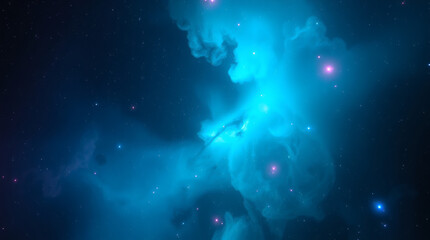 blue nebula in space wallpaper desktop background | generative AI