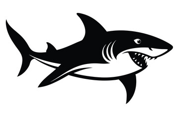 Fototapeta premium black and white illustration shark vector