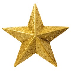 Gold star, five pointed, textured surface.