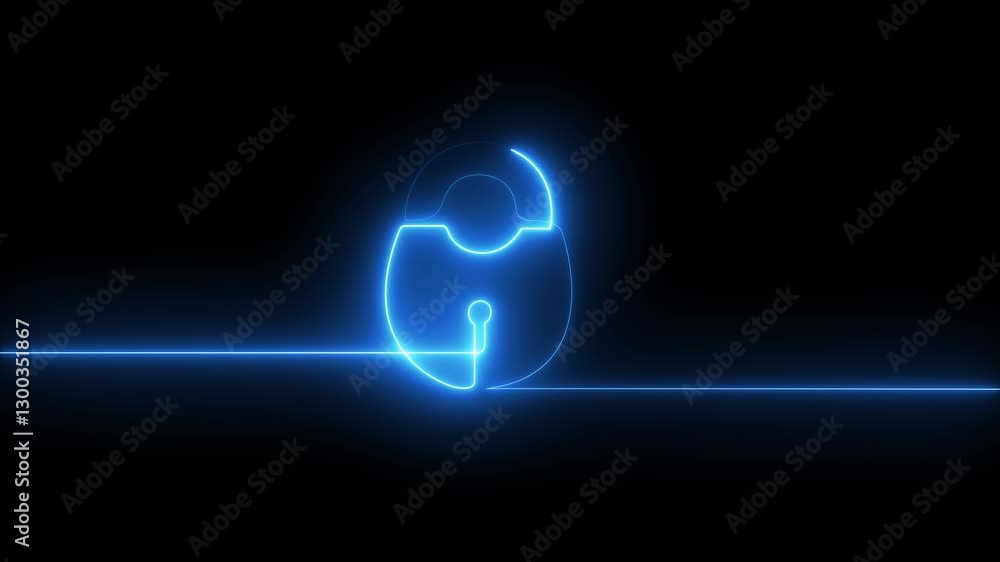 Poster neon security virtual hud pin with shield and lock concept of finance data privacy privacy private p