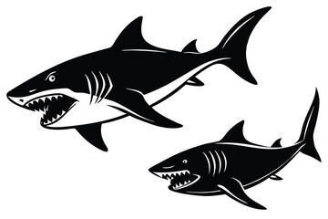 Obraz premium different Shark Silhouette vector