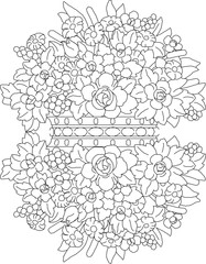 sketch vector silhouette illustration icon symbol ornament decoration accessories floral plant in pot classic vintage