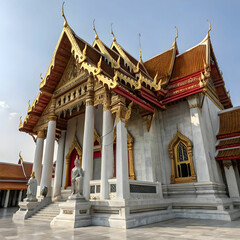 Naklejka premium Wat Benchamabophit, also known as the Marble Temple in Bangkok, Thailand,