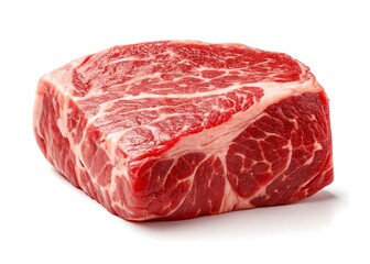 Raw beef chuck roast isolated on white background
