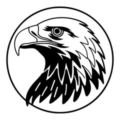  A Clean Line Art Depiction of an Eagle Head with a Prominent Beak, Contained Within a Circle, in a Simple Black and White Design with Circular Border.