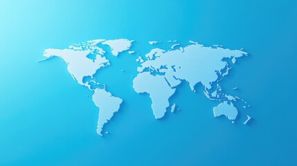 Obraz premium World Map, Global Perspective in Light Blue