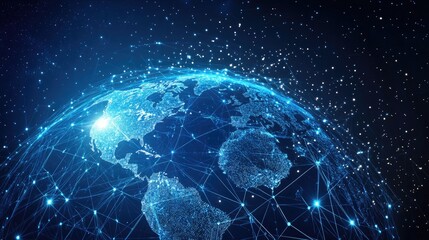 Obraz premium Global Network, Digital Earth Visualization