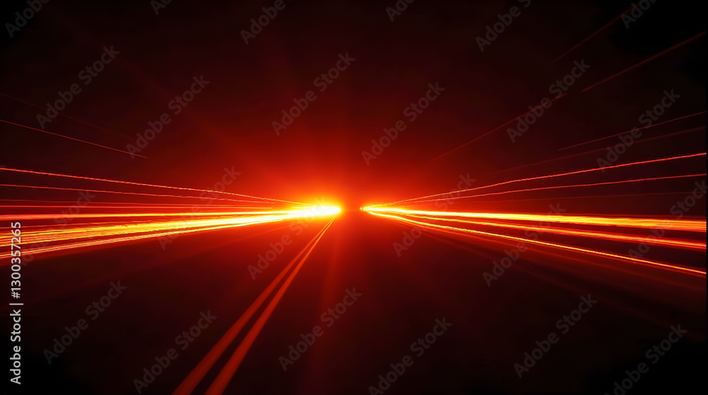 Aufkleber dynamic red motion blur light trails road perspective speed abstract image
