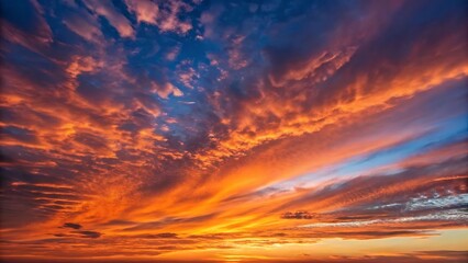 Obraz premium Fiery sunset sky with dramatic cloudscape